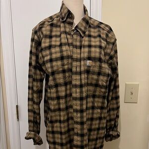 Carhartt Black and Tan Casual Button Down Shirt